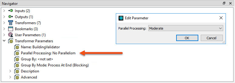 Setting Parallel Processing parameter in the Navigator